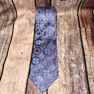Luciano Rossi Silk Geometric Print Tie